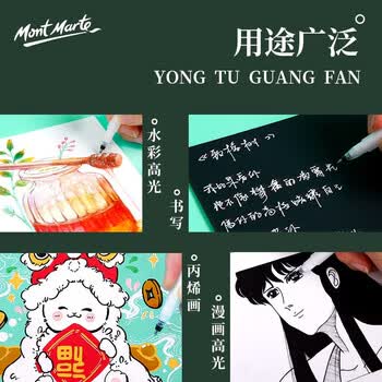 艺蔻（ARTECHO）白色高光笔绘画笔手绘马克笔高光白笔素描勾线笔高光画笔白6+金2+银2 V CS-AT10画画笔