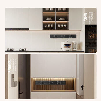 狮盾明装轨道插座 可移动餐边柜电力滑轨轨道开关插座  氛围灯款 60厘米+3个五孔 肤感黑