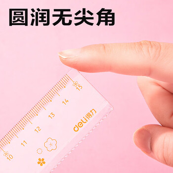 得力（deli）樱花主题套尺4件套学生尺子高考中考绘图套尺 15CM直尺/三角尺/量角器 颜色随机开学必备文具
