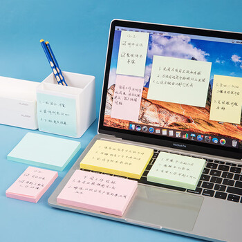 得力（deli）7157彩色便利贴 粘性便签纸 76*101mm大号 备忘自粘留言纸 学习笔记 记事贴 办公用品 12本
