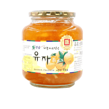 全南韩国进口蜂蜜柚子茶1kg 冲饮罐装原装浓缩冲调饮料奶茶店专用果酱