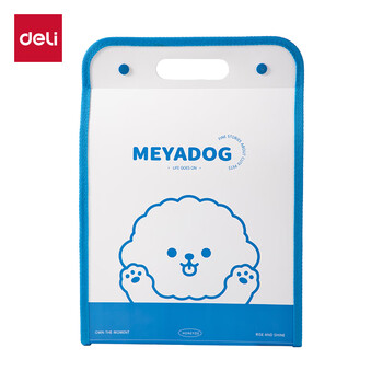 得力（deli）13格A4手提竖式风琴包 大容量文件袋学生试卷收纳袋分类袋文件资料收纳夹分类整理神器蓝色PM324