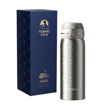 特美刻（TOMIC）纯钛保温杯 弹盖保温便捷户外车载水杯 节日礼物 银色 400ml