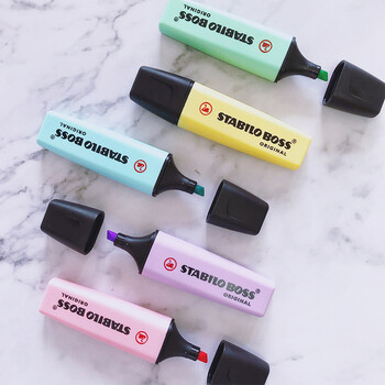 思笔乐（STABILO）马卡龙荧光笔 大容量彩色淡色多彩荧光笔记号笔标记 70/155淡雾紫（单支）