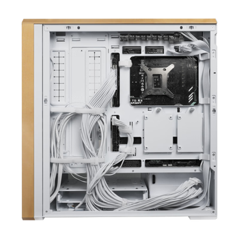 LIANLI联力L217 中塔式台式电竞游戏机箱 白色 标配5把风扇/支持EATX主板/木艺机箱/双开关