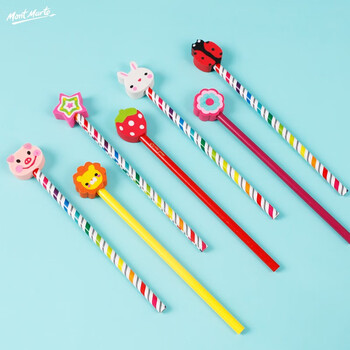 蒙玛特卡通铅笔彩铅儿童可爱铅笔带大头橡皮HB幼儿园小奖品出游24支MMKC0196文具礼盒女孩生日礼物