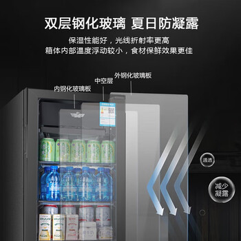 新飞冰吧.保鲜展示留样茶叶饮料药品柜 168升黑内胆【冷藏+微冷冻+带灯+带锁】【企采购】