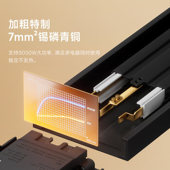 狮盾明装轨道插座 电源开关插头 USB+TYPE-C适配器  黑灰色  