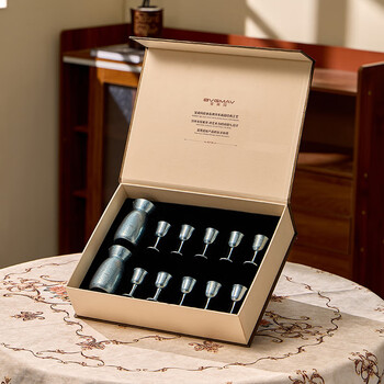 宝威玛（BVGMAV）纯钛酒具酒壶家用户外酒杯子分酒器具套装茅台白酒杯礼盒装银
