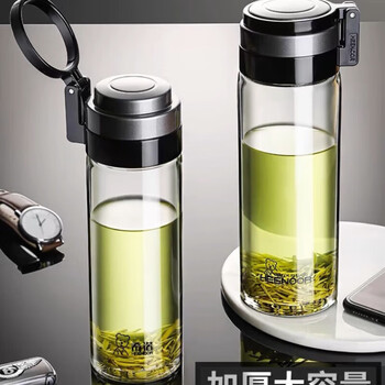 希诺（heenoor）单层玻璃杯大容量便携提环运动水杯过滤泡茶杯子XN-6076 695mL
