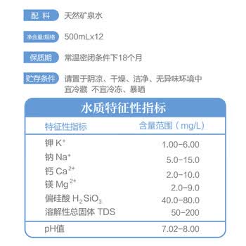 伊利伊刻长白山矿泉水1*12*500ml天然弱碱 会议办公便携【热门商品】