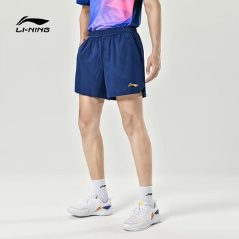 李宁（LI-NING）乒乓球服短裤男款宽松舒适大赛服球衣训练运动服 蓝色 M 