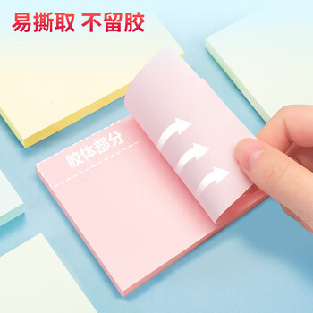 得力（deli）7157彩色便利贴 粘性便签纸 76*101mm大号 备忘自粘留言纸 学习笔记 记事贴 办公用品 12本