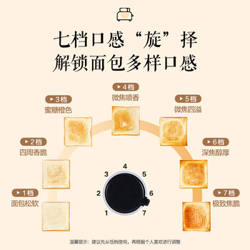 东菱（Donlim）多士炉 烤面包机 7档烘烤不锈钢吐司加热机 全自动家用吐司机 多功能早餐机DL-8117