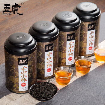 五虎（WU HU）正宗正山小种红茶茶叶武夷山特级浓香型罐装500g