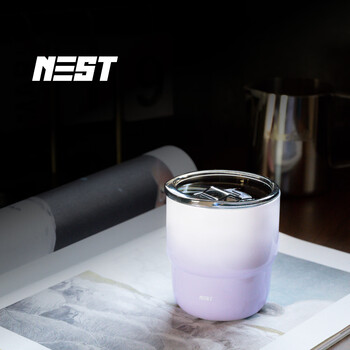 巢里迷你便携咖啡杯304不锈钢户外露营随行外带雪糕杯冰杯渐变紫