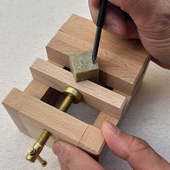 芬尚 大号榉木印床 篆刻印章刻床 书法刻章固定章料用刻印台可调大小文房配件篆刻床 12*9*6cm加深型