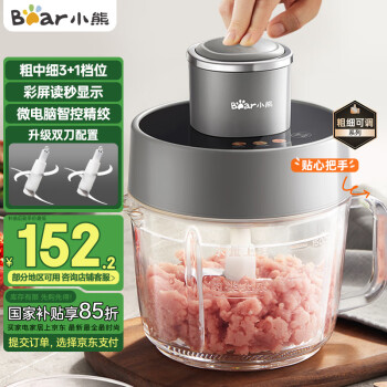 小熊（Bear）绞肉机家用 绞馅机 碎肉机 电动多功能料理搅拌机 饺子肉馅蒜蓉机 可调粗细搅肉机2L双刀QSJ-F03X2