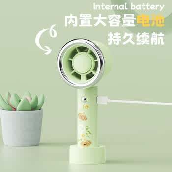 欧利文小风扇桌面床上用制冷静usb充电音便携式手持小型迷你随身携带循环扇办公室宿舍立式风宝6档带底座