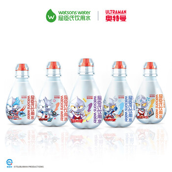 屈臣氏儿童水奥特曼款蒸馏水纯净水200mL*12瓶整箱小水赠随机徽章