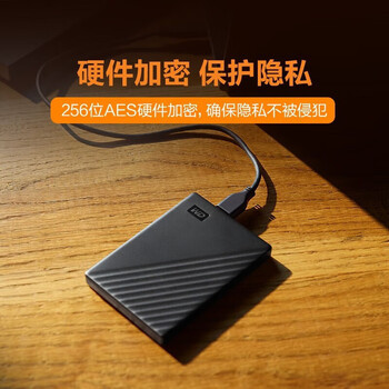 西部数据（WD）4TB My Passport 加密移动硬盘 2.5英寸USB3.0 随行款 黑色