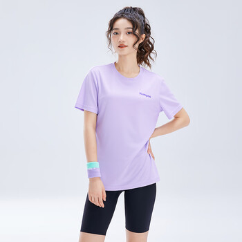 薰风（KUMPOO）羽毛球服速干短袖男凉感T恤女上衣休闲服K242U01113 紫色 2XL
