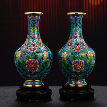 景泰蓝铜花瓶- 京东