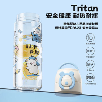 FGA富光儿童吸管杯女高颜值tritan塑料水杯子学生大容量运动水壶-蓝