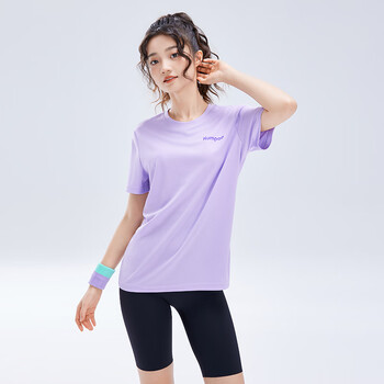薰风（KUMPOO）羽毛球服速干短袖男凉感T恤女上衣休闲服K242U01113 紫色 2XL