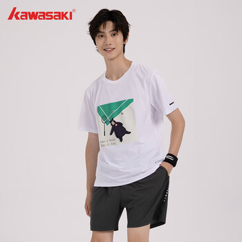 kawasaki川崎羽毛球服男女款圆领T恤运动休闲透气文化衫B3928白色 2XL kawasaki川崎羽毛球服男女款圆领T恤运动休闲透气文化衫B3928白色 2XL