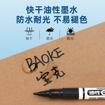 宝克（BAOKE）MP2916 油性双头勾线笔防水快干书写顺滑记号笔美术专用勾线笔标记笔签字绘画 黑色 10支/盒