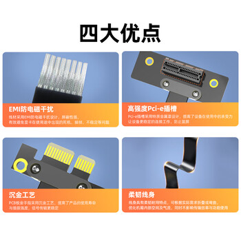 优越者PCI-E显卡延长线X1 PCIe 3.0 网卡/声卡/工控显卡/扩展卡竖装抗干扰180度转90度C1315A-20CM