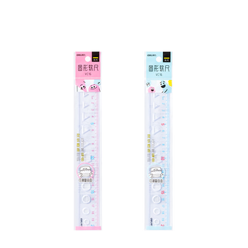 得力（deli）20cm透明软直尺 绘图尺/韧性好不易折断耐用柔软 尺子学生 颜色随机高考祝福礼物