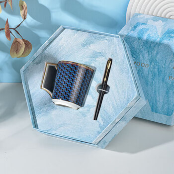 Wedgwood拜占庭马克杯套装+Parker&Wedgwood派克威雅XL经典黑金夹墨水笔