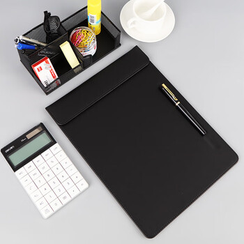 优必利 A4皮质磁吸书写垫板 便捷会议夹板皮质垫板夹纸板写字板 文件夹记录夹 A4-04黑色