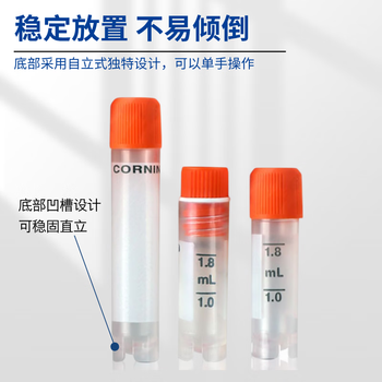 康宁 可立旋盖冻存管塑料冷冻管螺口细胞带刻度样品保存管耐低温实验室 2ml可立外旋，50支/包 430659