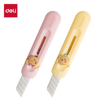 得力（deli）黄油小熊迷你随身美工刀 拆快递小刀 学生美术裁纸刀 小号可爱 HY200