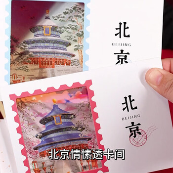 优学库透光明信片复古文艺光影透卡高颜值女孩学生读书页 天坛 伴手礼