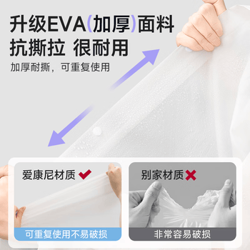 爱康尼一次性雨衣加厚防暴雨防护户外便携电动车高颜值白色黑绳