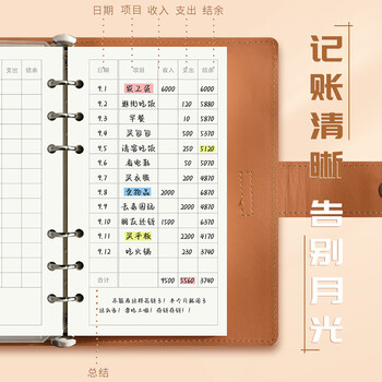 左蒂 A6儿童记账本活页小号家庭流水账册现金理财存钱册随身零花钱个人生活日常开支记账簿