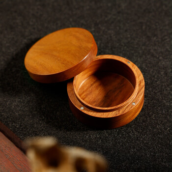 漢墨 花梨木印泥盒  简约小号篆刻装印泥用印泥盒 文房四宝书法仿古印泥盒