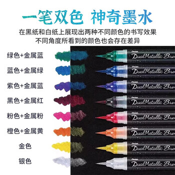 派通（Pentel ）双色闪光科学毛笔 美术绘画书法软毛笔XGFH-DFX 闪光橙