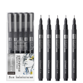 得力（deli）5支组合装0.2/0.25/0.35/0.45/0.5mm美术丹途勾线笔套装专业绘画手绘素描彩绘儿童礼物速写 RM100