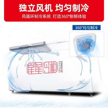星星商用冷柜卧式大容量超低温零下-40度细胞级冷冻冷藏海鲜肉类冷冻柜 518ND丨低温-30℃丨一级能效