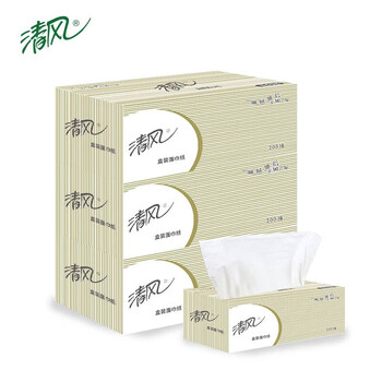 清风原木抽取式纸巾 卫生间手纸面巾纸商务家用 36盒/箱 B338A2 V