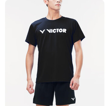 VICTOR威克多胜利羽毛球服男款训练服快干透气T恤T-40050 黑色 L