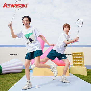 kawasaki川崎羽毛球服男女款圆领T恤运动休闲透气文化衫B3928白色 2XL kawasaki川崎羽毛球服男女款圆领T恤运动休闲透气文化衫B3928白色 2XL
