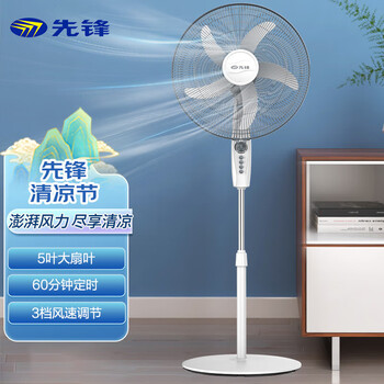 先锋（SINGFUN）五叶家用电风扇 机械立式落地扇 18寸5叶牛角扇 FS45-21A
