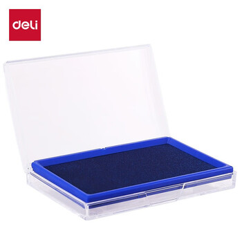 得力（deli）蓝色9864 137*88mm方形快干印台印泥清晰印记财务用品办公用品