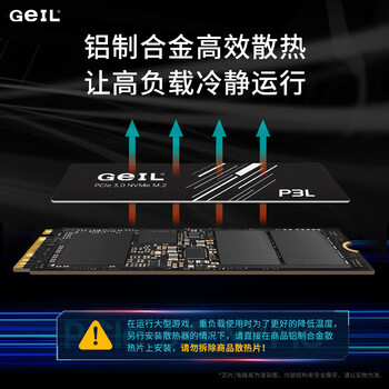 GEIL金邦 512GB SSD固态硬盘 M.2接口PCIe 3.0（NVMe协议）台式机笔记本硬盘 高速3000MB/S P3L系列